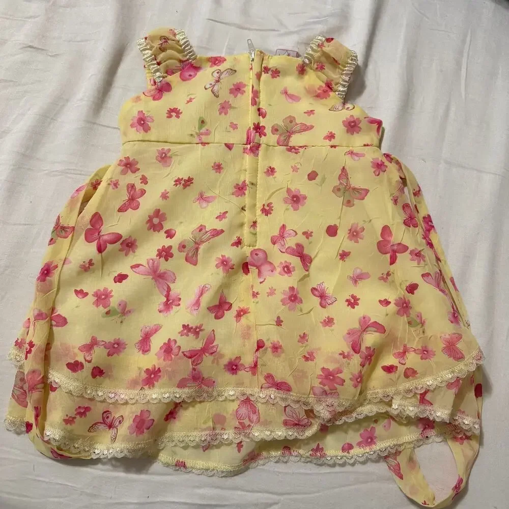 Little Lindsey Yellow Pink Butterfly Dress